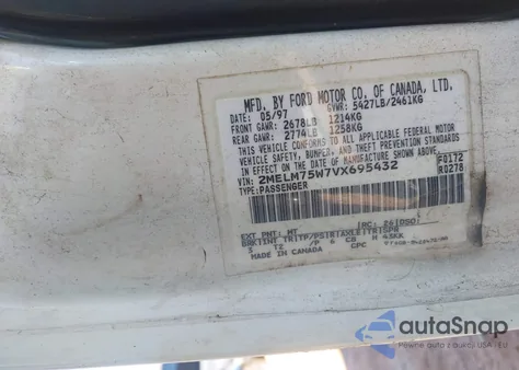 1997 Mercury Grand Marquis Ls from USA, damaged, VIN 2MELM75W7VX695432